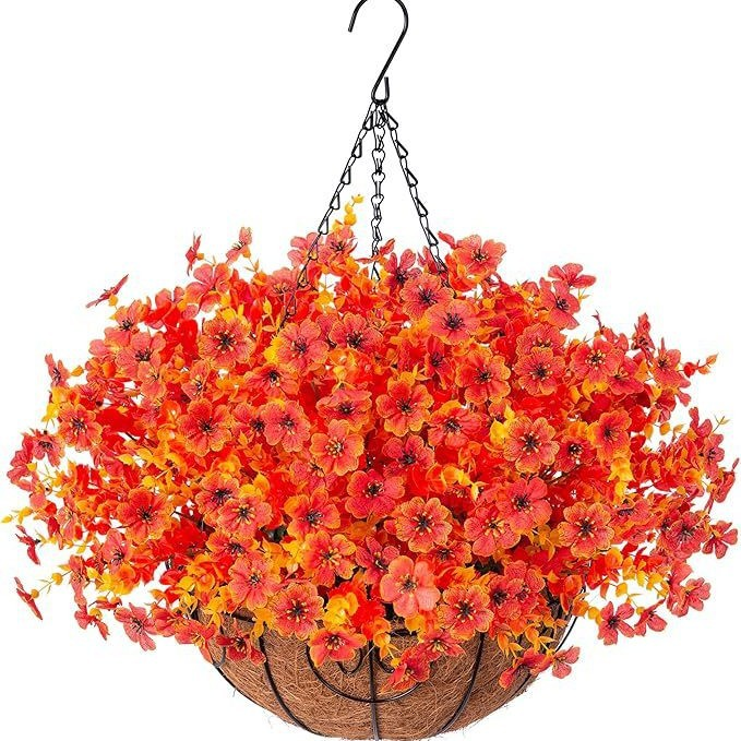 Last Day of Sale! 💐 Artificial Daisy Hanging Basket -🏡 Low Maintenance Outdoor Silk Flower Planter for Patio & Garden
