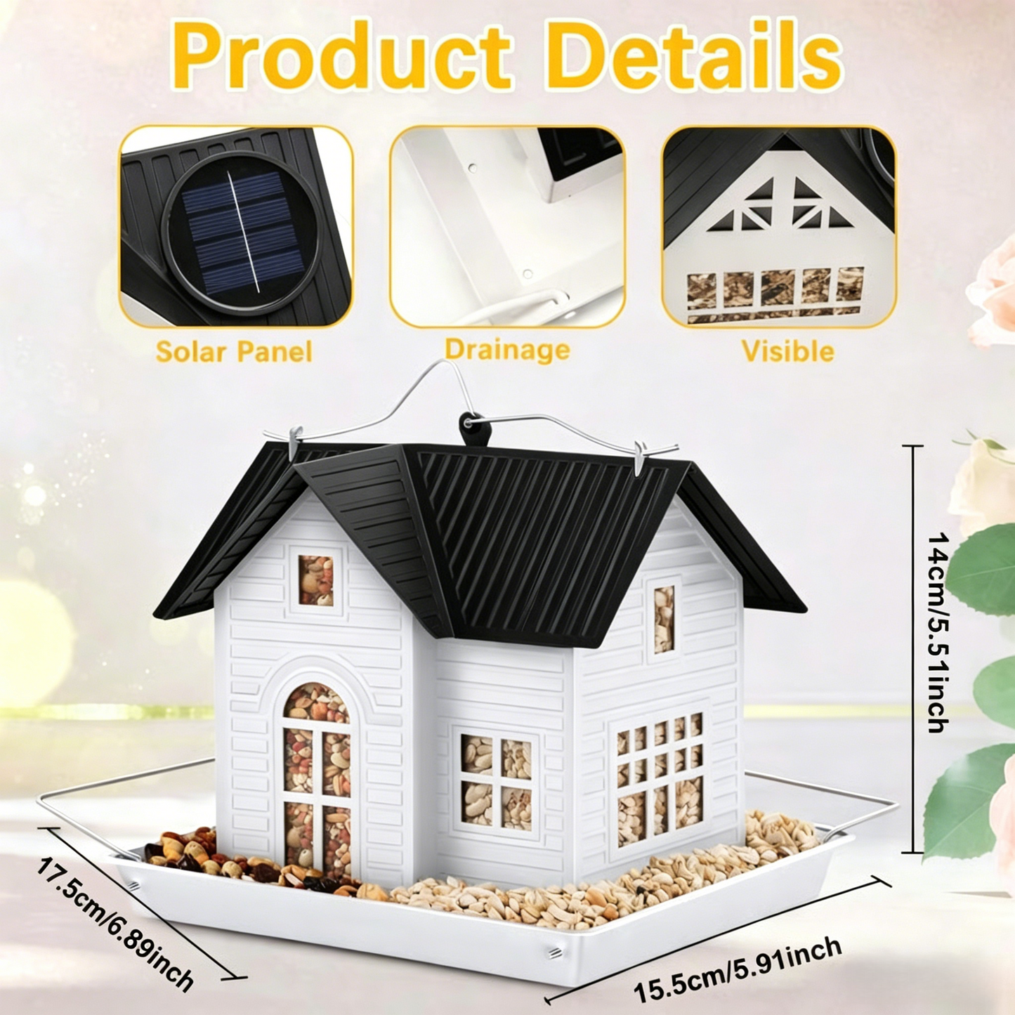 🌟Flash Sale-50% Off!🌟Solar Window Bird Feeder with Auto-Glow Light – Day & Night Bird Watching🐦