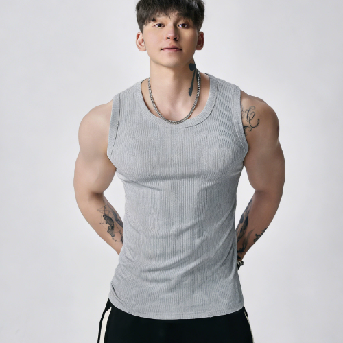 š„Men's Wide Strap Ribbed Tank Top