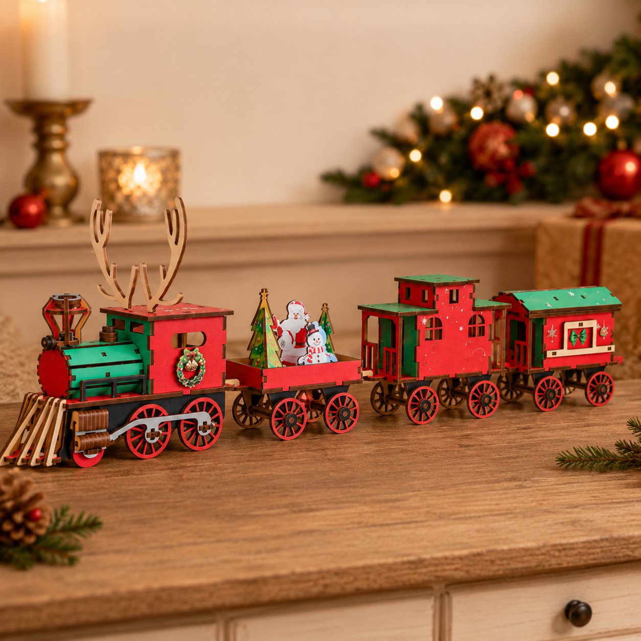 🎄LAST DAY 50% OFF – 🚂DIY Christmas Wooden Train Set – Festive 3D Assembly Puzzle & Holiday Decoration
