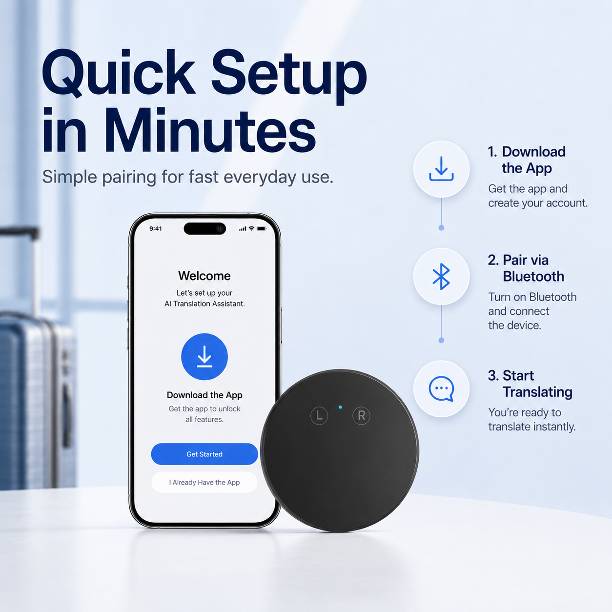 đ„ 50% OFF + FREE Shipping! AI Language Translator â Real-Time Two-Way Voice Translation, 96+ Languages, iOS & Android Compatible