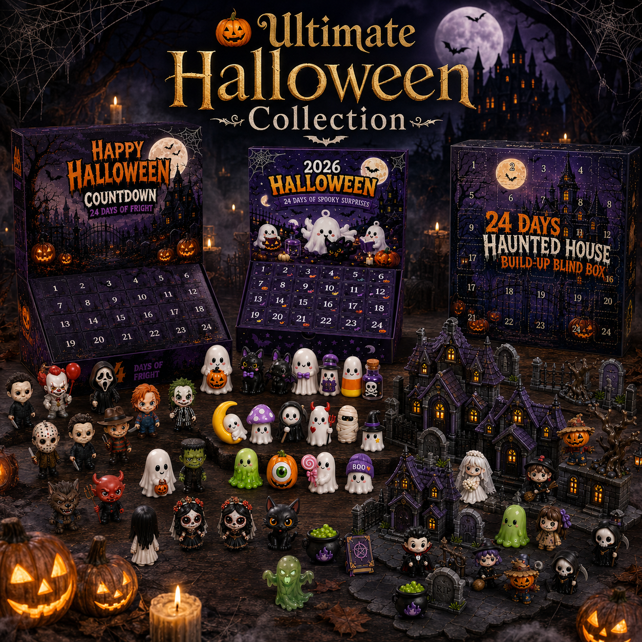 🔥Limited 50% OFF🎃 Halloween Countdown Blind Box | 👻 24 Days of Spooky Surprises 🕯️ One Mystery Figure Every Day ✨ Collect, Display & Celebrate Halloween Fun!