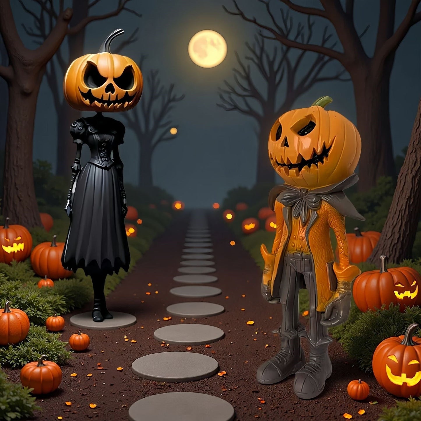 🎁✨️Only $38.98 This Week🌟🎃 Halloween Pumpkin Man Figurine – 👻Whimsical Autumn Tabletop Décor