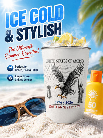 🥂 Toast to the 250th anniversary of our nation! Pour your chilled beverage, and watch the Star-Spangled Banner 🇺🇸 appear vividly on the cup surface.