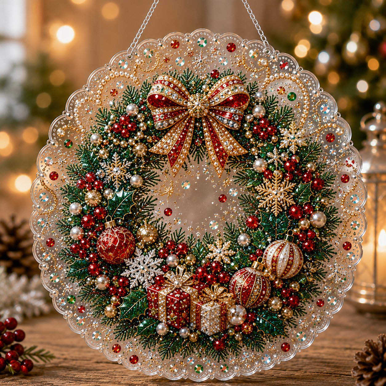 🎄 LIMITED TIME！！ 49% OFF – ✨ Christmas Pearl Diamond Art Hanging Ornament Kit | Luxury Flocked Canvas with Scratch-Resistant Non-Fading Pearl Beads DIY Handmade Holiday Hanging Decor 🎅💎