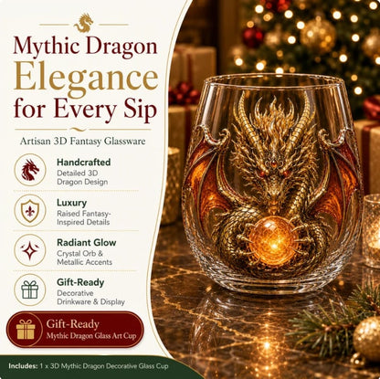 🐉✨3D Mythic Dragon Glass Art Cup | Luxury Raised Fantasy Glassware for Whiskey, Home Bar Décor & Legendary Gifts