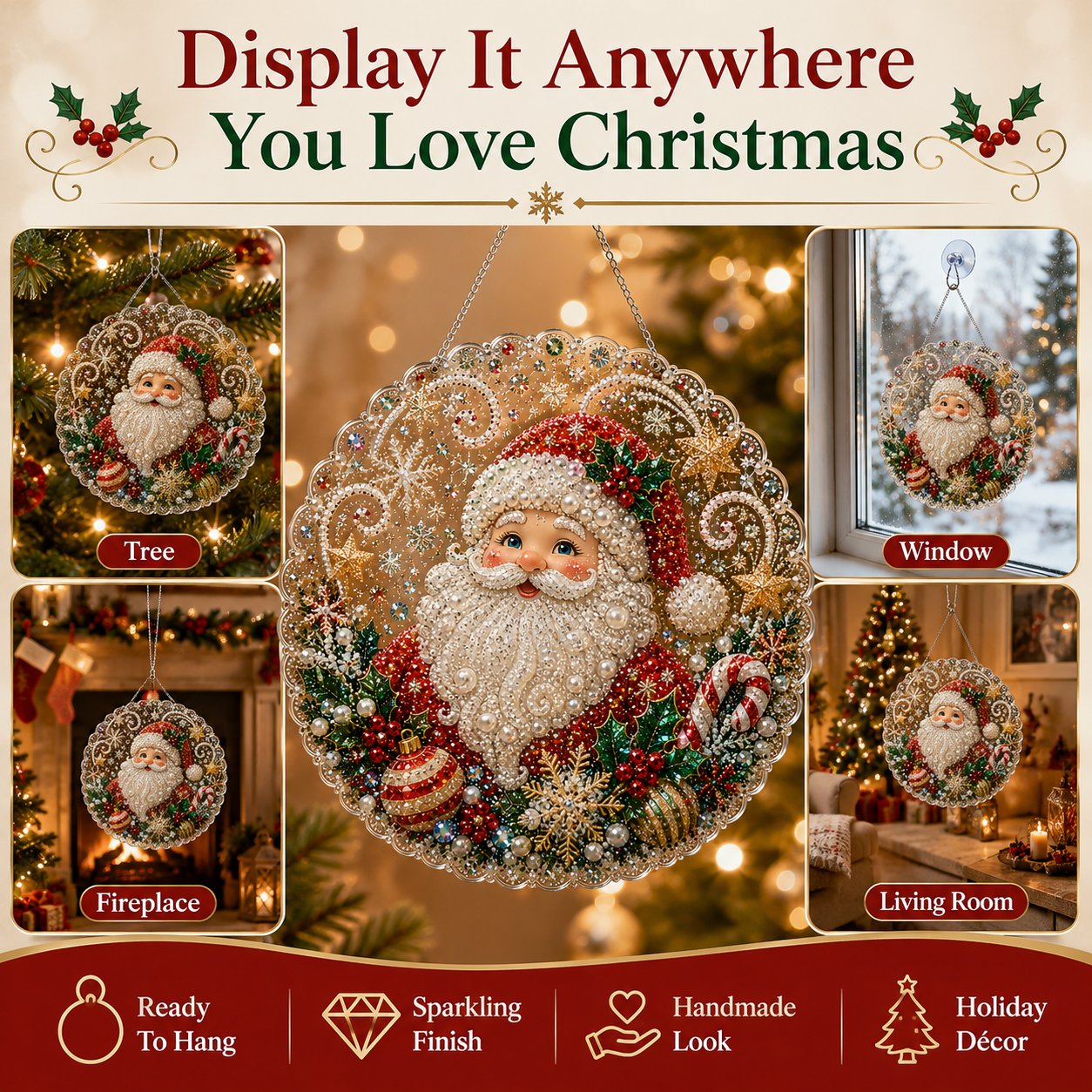 🎄 LIMITED TIME！！ 49% OFF – ✨ Christmas Pearl Diamond Art Hanging Ornament Kit | Luxury Flocked Canvas with Scratch-Resistant Non-Fading Pearl Beads DIY Handmade Holiday Hanging Decor 🎅💎