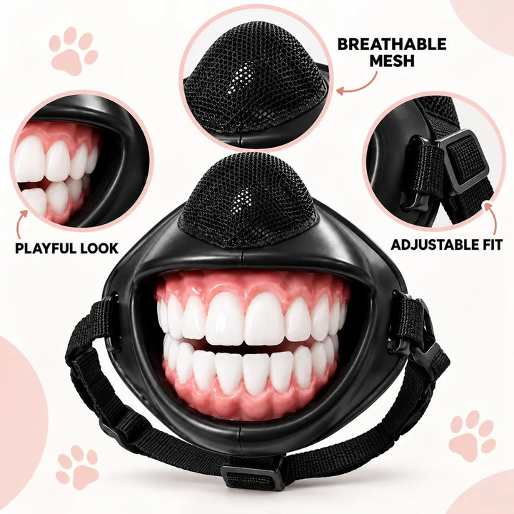 Realistic grinning teeth dog mask