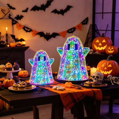 👻 Halloween Glowing Ghost LED Decor – Stained Glass Style🎃