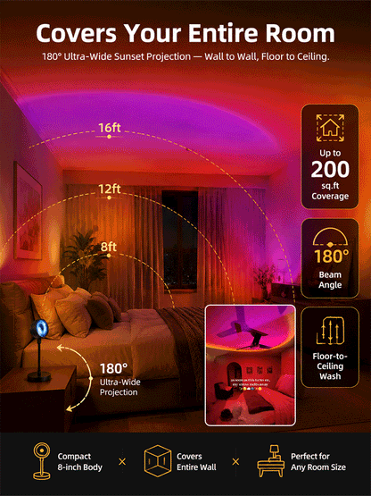 🌅 Sunset Ambient Light: One-Tap Romantic Lighting, Say Goodbye To Dull Rooms! Just 1 Second, Bring Stunning Sunset Glow Into Your Home ✨