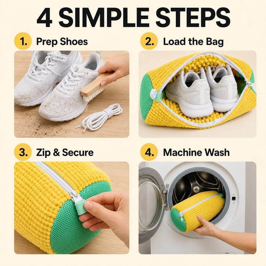 Chenille shoe washing bag product view