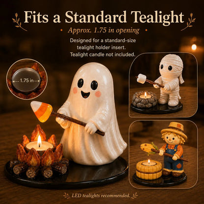 🔥LAST DAY 51% OFF🍂👻Halloween Campfire Tealight Holder ✨– Cozy Spooky Tabletop Décor