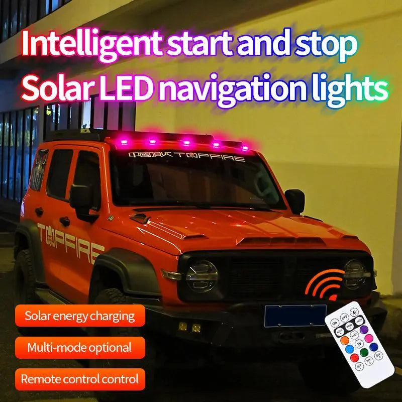 🚗 Solar Car Roof RGB Light | Remote Control LED Strobe Lamp