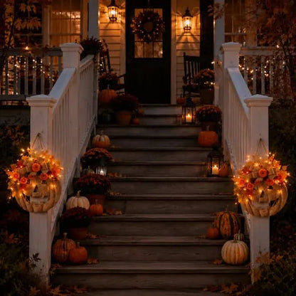🎉 50% OFF TODAY — 🎃 Burlap Pumpkin Wreath | Lighted & Classic