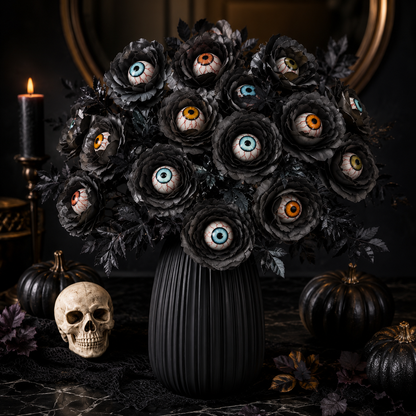 👁️ Creepy Eyeball Flower Bouquet – Gothic Halloween Artificial Floral Centerpiece for Home Décor