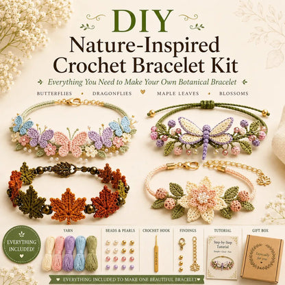 🌿🌸 DIY Nature-Inspired Crochet Bracelet Kit – Create Beautiful Handmade Floral Bracelets