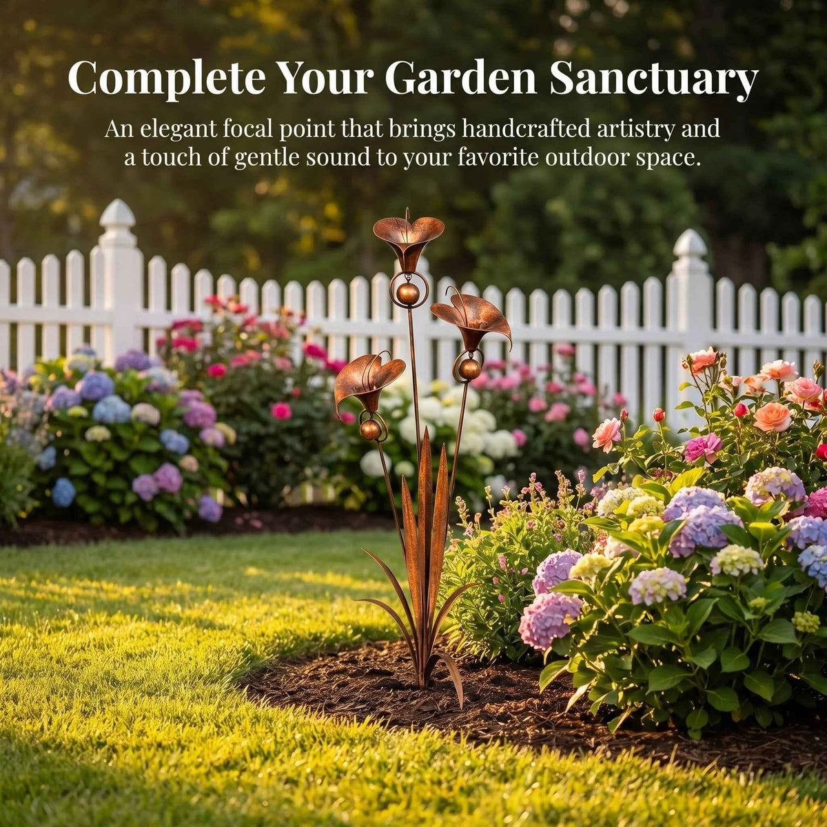 🏡Three Calla Lilies Garden Stake with Bells