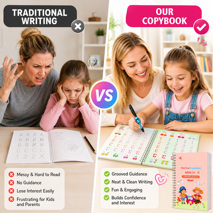 ✏️ Reusable Handwriting Practice Book Set for Kids – 4PCS Magic Writing Workbook