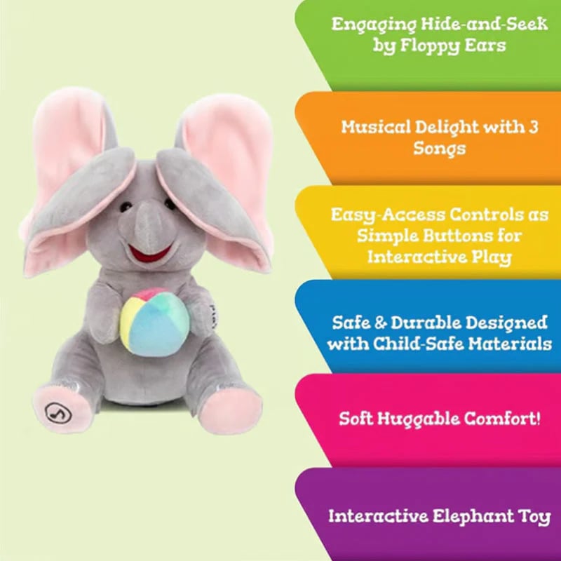 Interactive Peek-A-Boo Elephant Plush – Sings & Flaps Its Ears