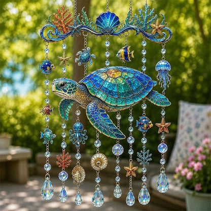 🌊 Sparkling Ocean Suncatcher – Dolphin, Whale & Sea Turtle Hanging Decor ✨