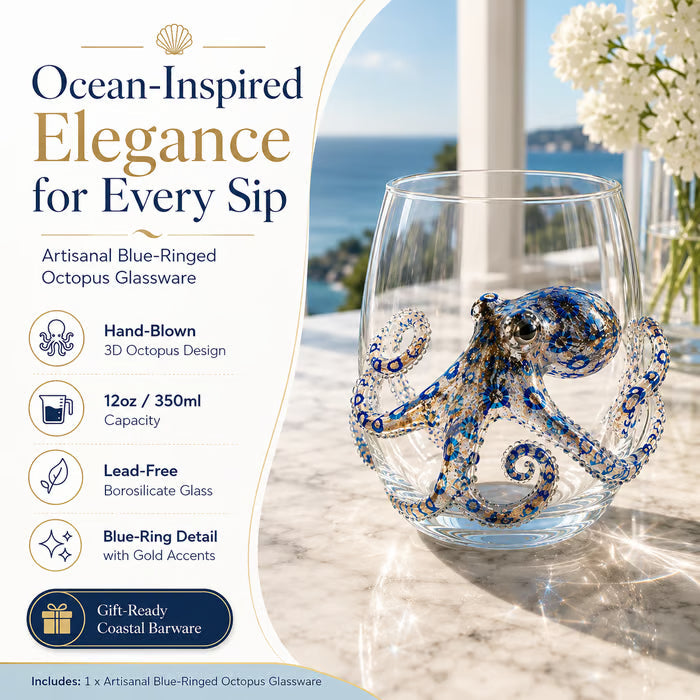 🌊 Artisanal 3D Ocean Life Glass – A Tiny Underwater World in Every Sip ✨
