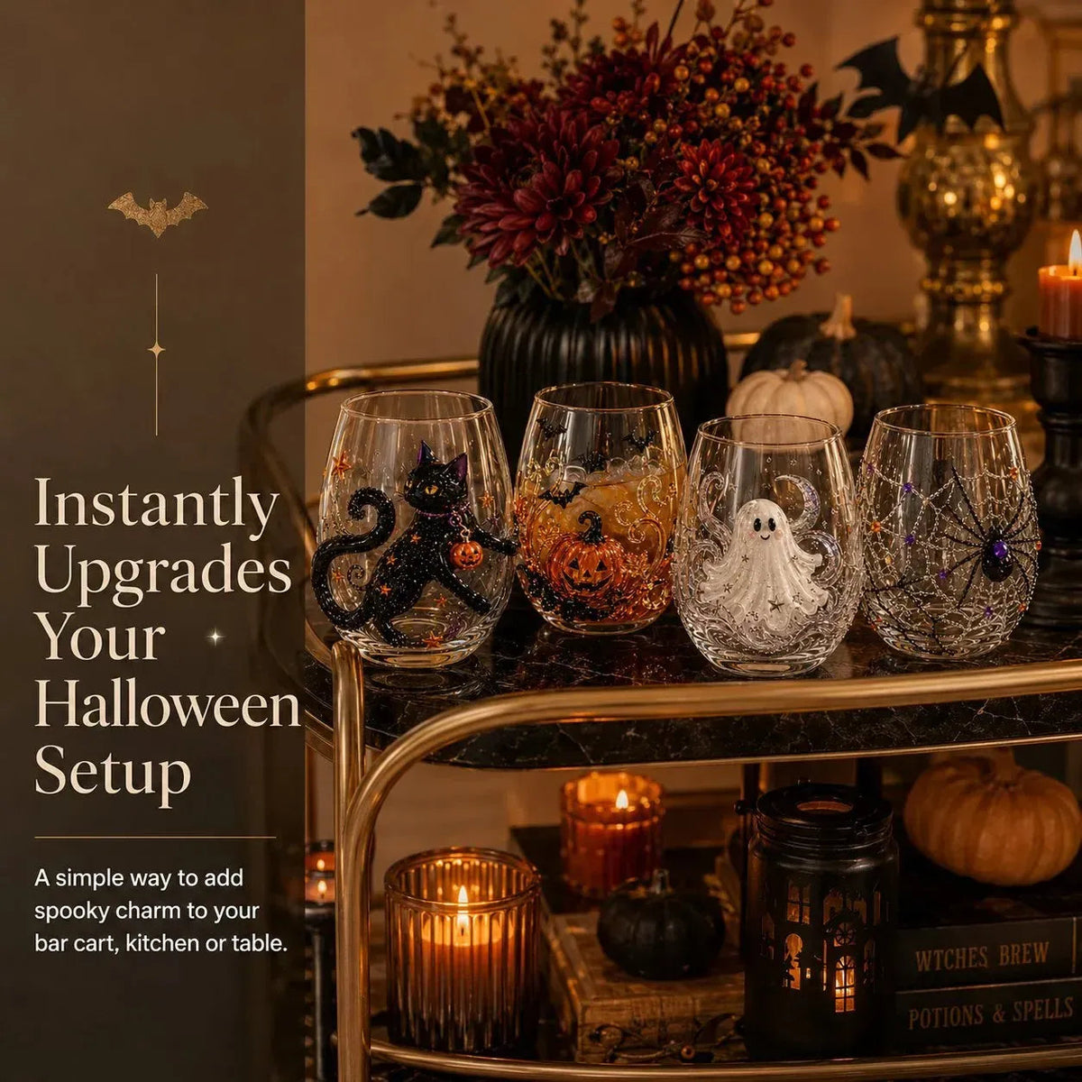 🔥 LAST DAY-60% OFF | 🎃 8-Piece 3D Sculpted Halloween Glass Set - Perfect for parties and cozy autumn bars