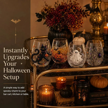 🔥 LAST DAY-60% OFF | 🎃 8-Piece 3D Sculpted Halloween Glass Set - Perfect for parties and cozy autumn bars