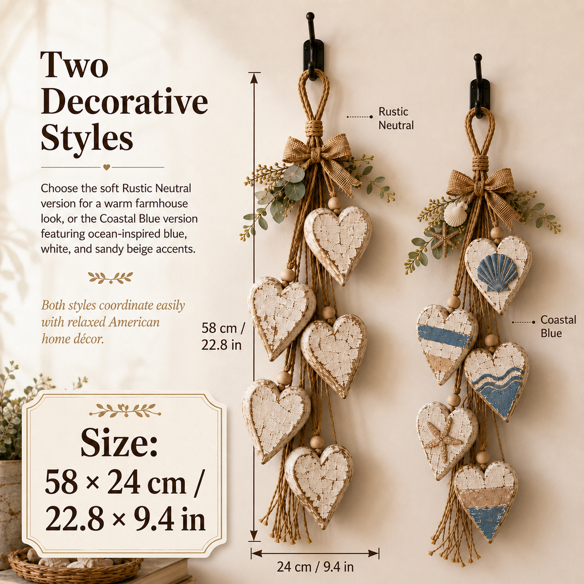 🤎 Handcrafted Hanging Heart Wall Decor – A Heartwarming Gift for Every Home
