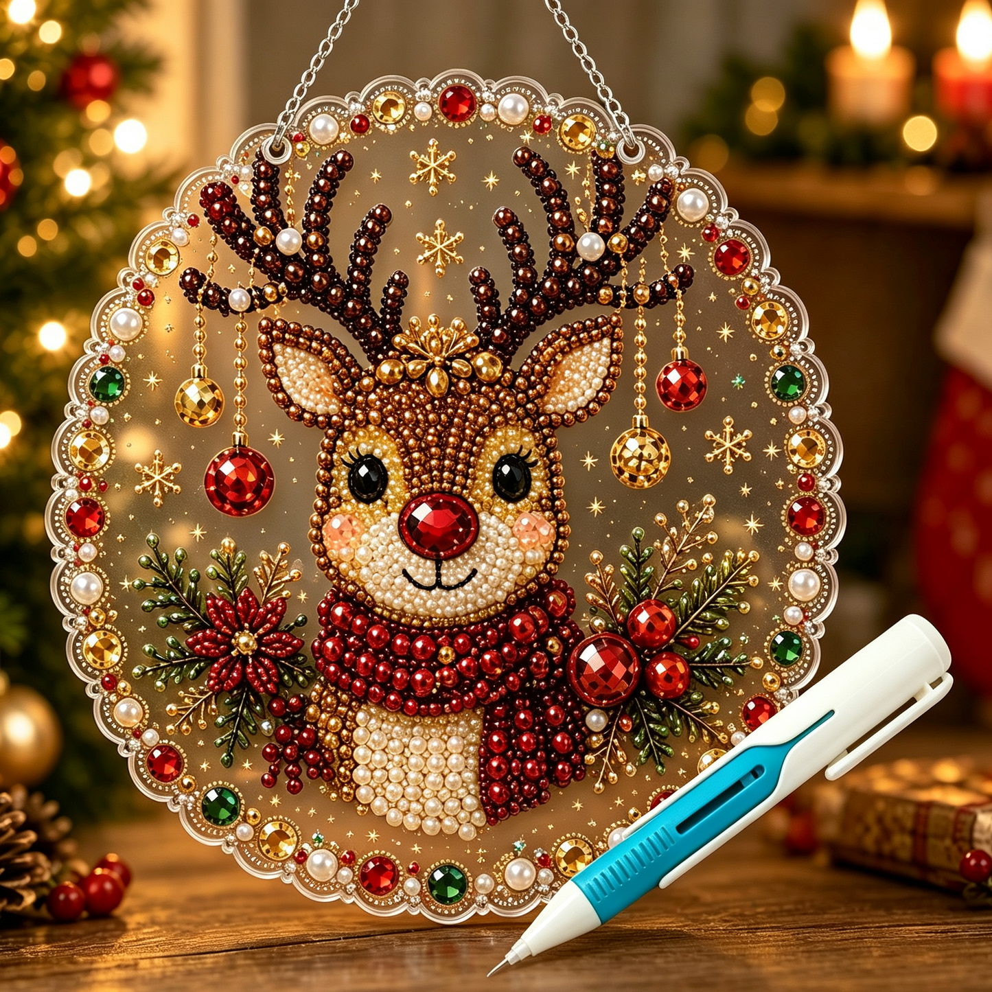 🎄 LIMITED TIME！！ 49% OFF – ✨ 🎄 Christmas Pearl Diamond Art Ornament Kit – DIY Handmade Holiday Hanging Decor 🎅💎