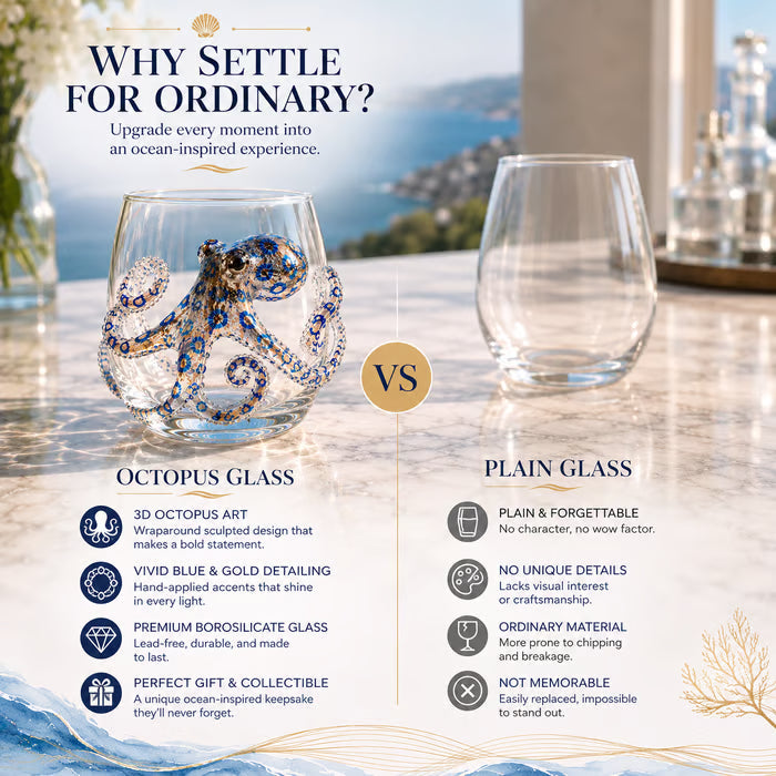 🌊 Artisanal 3D Ocean Life Glass – A Tiny Underwater World in Every Sip ✨