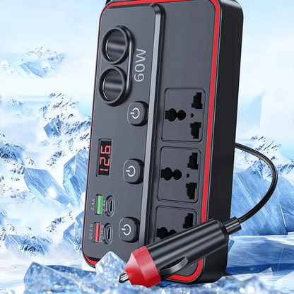 Multifunctional Car Charger with AC Outlets & USB
