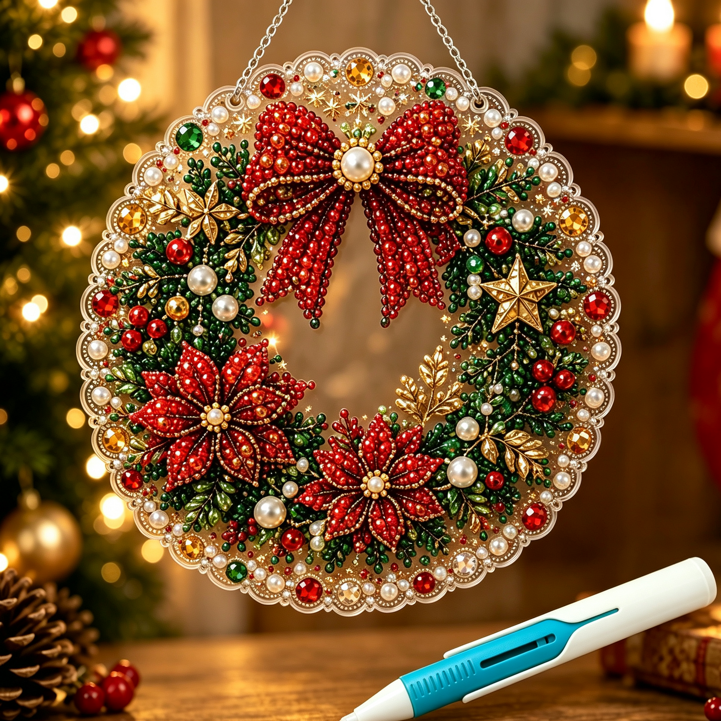 🎄 LIMITED TIME！！ 49% OFF – ✨ 🎄 Christmas Pearl Diamond Art Ornament Kit – DIY Handmade Holiday Hanging Decor 🎅💎