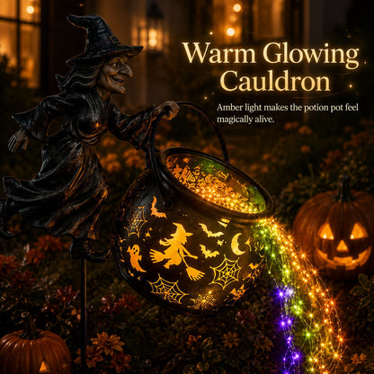 🎃 Halloween Witch Cauldron Solar Garden Light - 🧙Magical Outdoor Halloween Décor