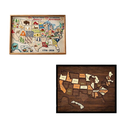 🎁LAST DAY Promotion-Wooden USA Map Puzzle 🗺️🔥