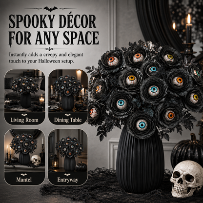 👁️ Creepy Eyeball Flower Bouquet – Gothic Halloween Artificial Floral Centerpiece for Home Décor