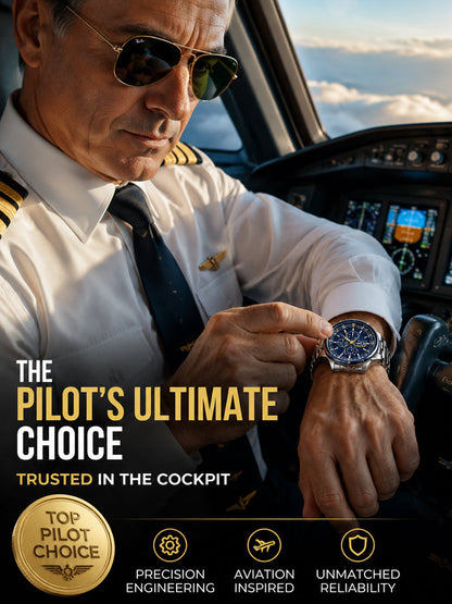 ⌚ Swiss Pilot Watch｜Authentic Swiss‑handcrafted, microscope‑calibrated movement, lifetime‑no‑replace solar movement, professional 20ATM waterproof 💧