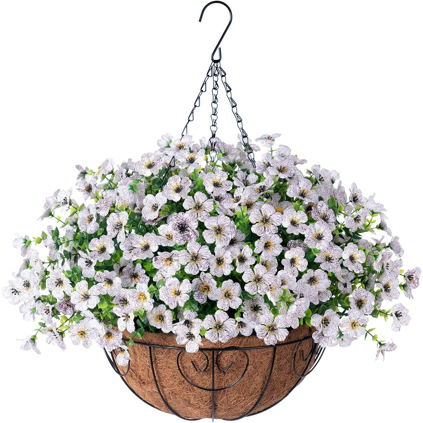 Last Day of Sale! 💐 Artificial Daisy Hanging Basket -🏡 Low Maintenance Outdoor Silk Flower Planter for Patio & Garden