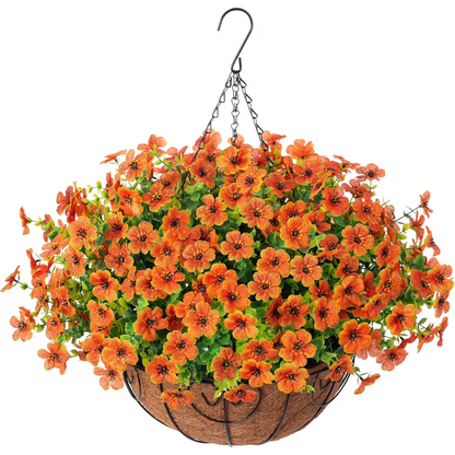 Last Day of Sale! 💐 Artificial Daisy Hanging Basket -🏡 Low Maintenance Outdoor Silk Flower Planter for Patio & Garden