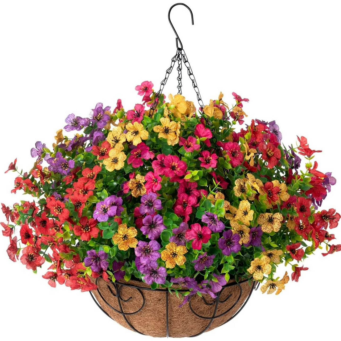Last Day of Sale! 💐 Artificial Daisy Hanging Basket -🏡 Low Maintenance Outdoor Silk Flower Planter for Patio & Garden