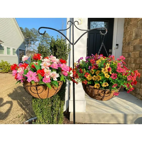 Last Day of Sale! 💐 Artificial Daisy Hanging Basket -🏡 Low Maintenance Outdoor Silk Flower Planter for Patio & Garden