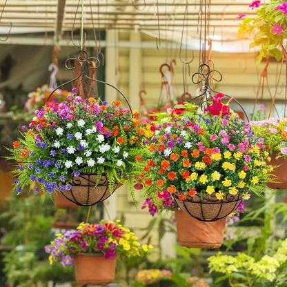 Last Day of Sale! 💐 Artificial Daisy Hanging Basket -🏡 Low Maintenance Outdoor Silk Flower Planter for Patio & Garden