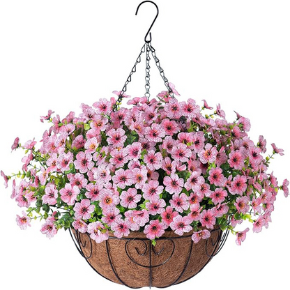 Last Day of Sale! 💐 Artificial Daisy Hanging Basket -🏡 Low Maintenance Outdoor Silk Flower Planter for Patio & Garden