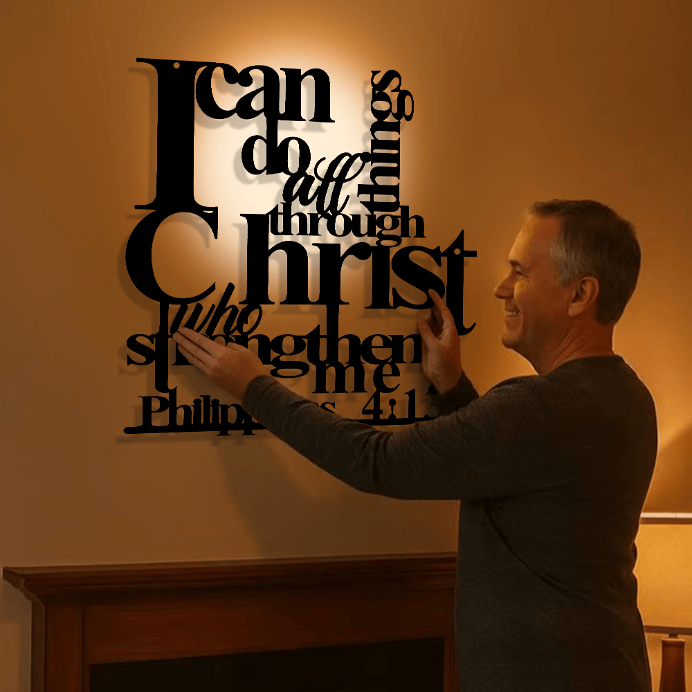 ✝️Philippians 4:13 - "I Can Do All Things" Metal Wall Decor: Christ’s Strength for Your Walls