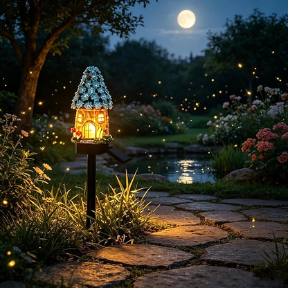 ⭐Zero Electric Bill! All Weather Fairy House Solar Garden Stake Lights