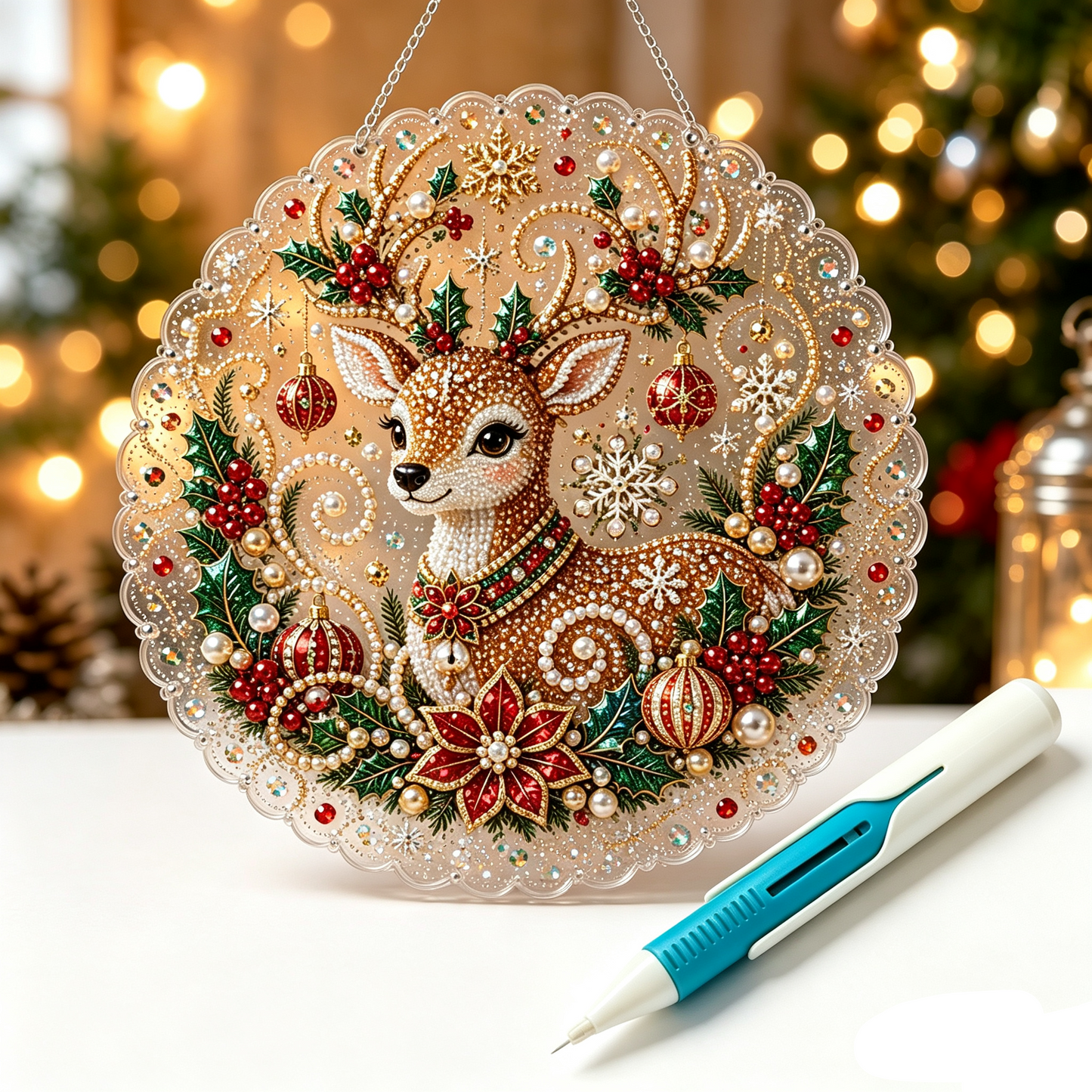 🎄 LIMITED TIME！！ 49% OFF – ✨ 🎄 Christmas Pearl Diamond Art Ornament Kit – DIY Handmade Holiday Hanging Decor 🎅💎