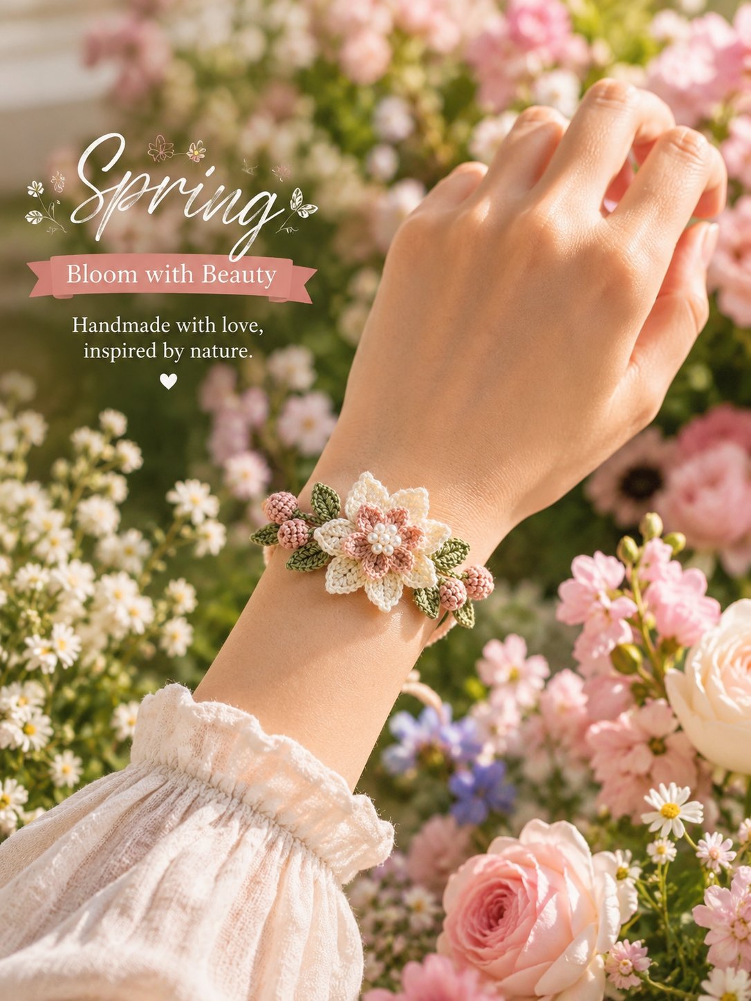 🌿🌸 DIY Nature-Inspired Crochet Bracelet Kit – Create Beautiful Handmade Floral Bracelets
