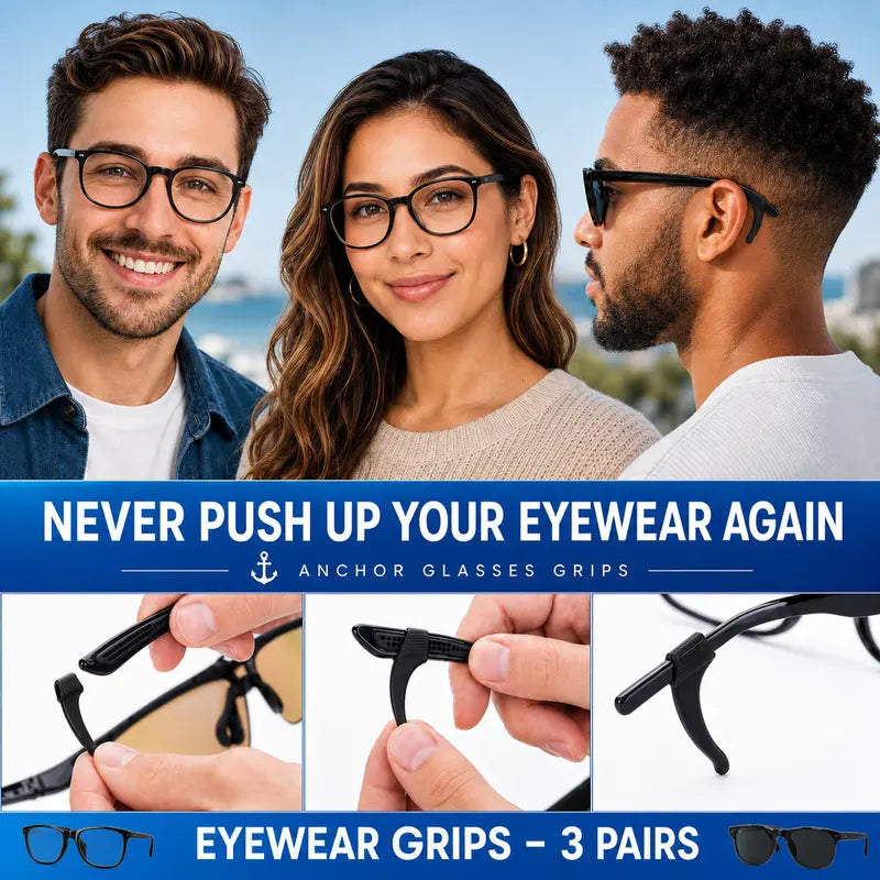 Eyeglass ear grips for work, school and everyday activities