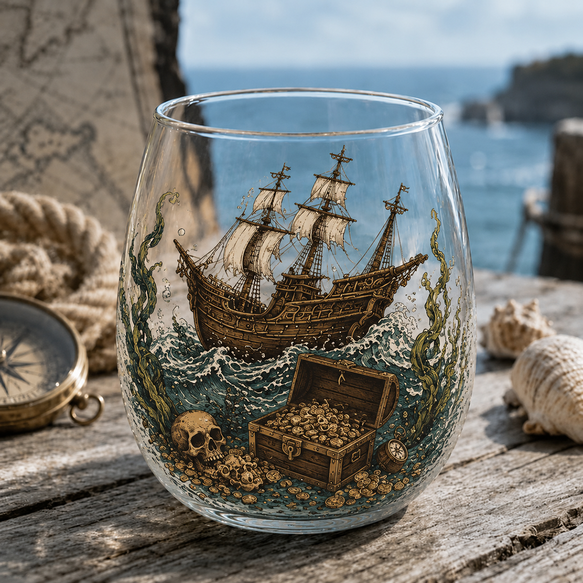 🌊 7-Piece Legendary Ocean Treasure Crystal Set for Whiskey Lovers & Home Bar Collectors ⚓✨