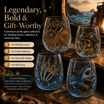 🌊 7-Piece Legendary Ocean Treasure Crystal Set for Whiskey Lovers & Home Bar Collectors ⚓✨