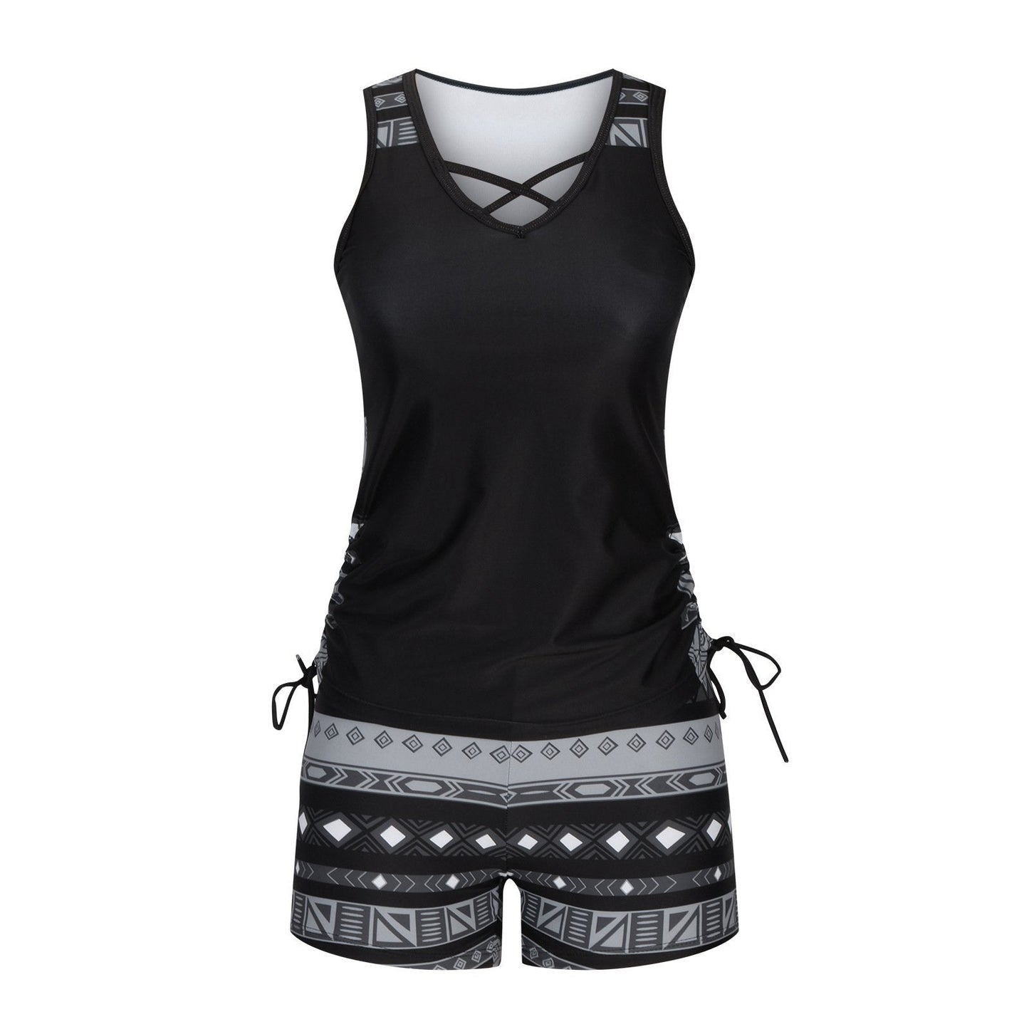 Women's Tummy Control Tankini Set with Built-In Bra – Flattering Boho Swimwear with Shorts💝